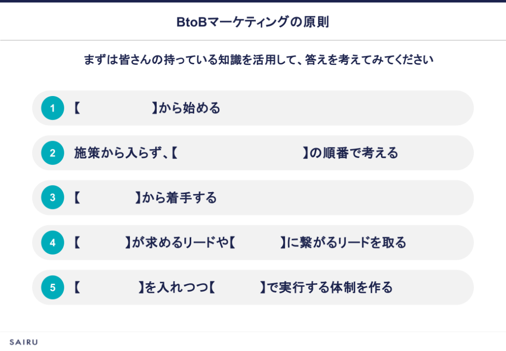 図版：BtoBマーケティング研修の穴埋め問題